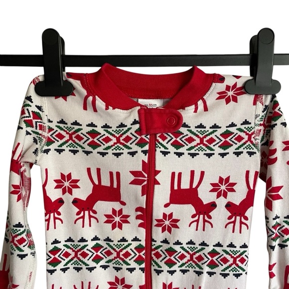 Hanna Andersson Red and White Reindeer Pajamas 85 cm US Size 2 Unisex - Picture 4 of 15
